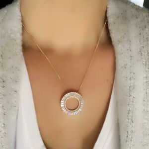 Ola cz Pendant Necklace  18Kts Gold Plated Chain